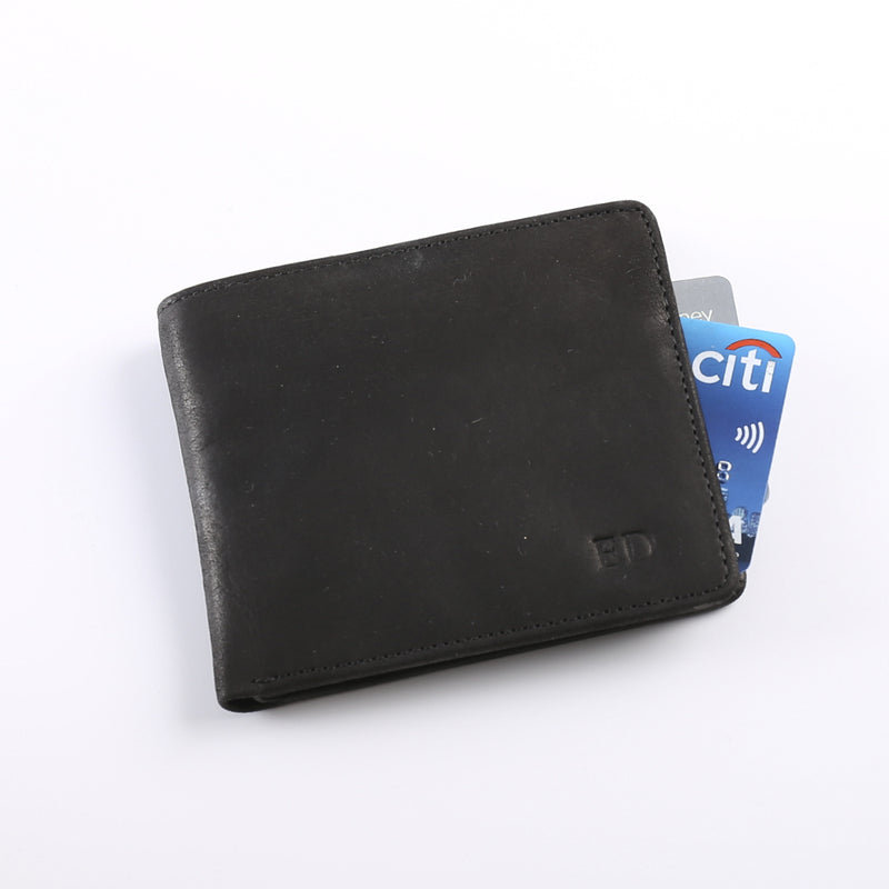 Personalised Black Leather Billfold Wallet