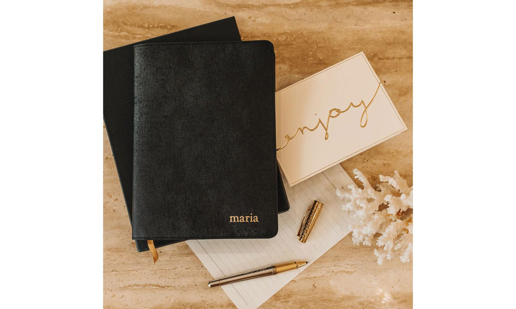 Personalised Black Saffiano A5 Notebook Holder