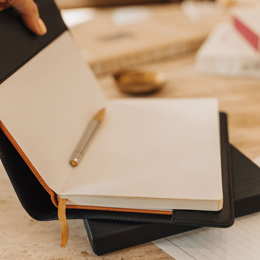 Personalised Black Saffiano A5 Notebook Holder