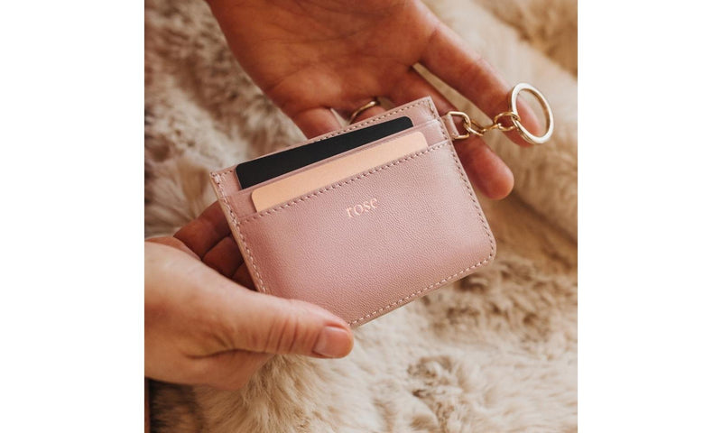 Personalised Blush Leather Card Holder