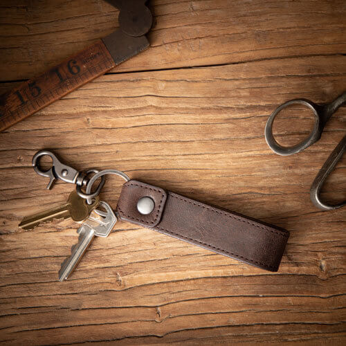 Personalised Brown Clip Leather Keyring