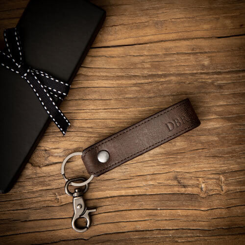 Personalised Brown Clip Leather Keyring