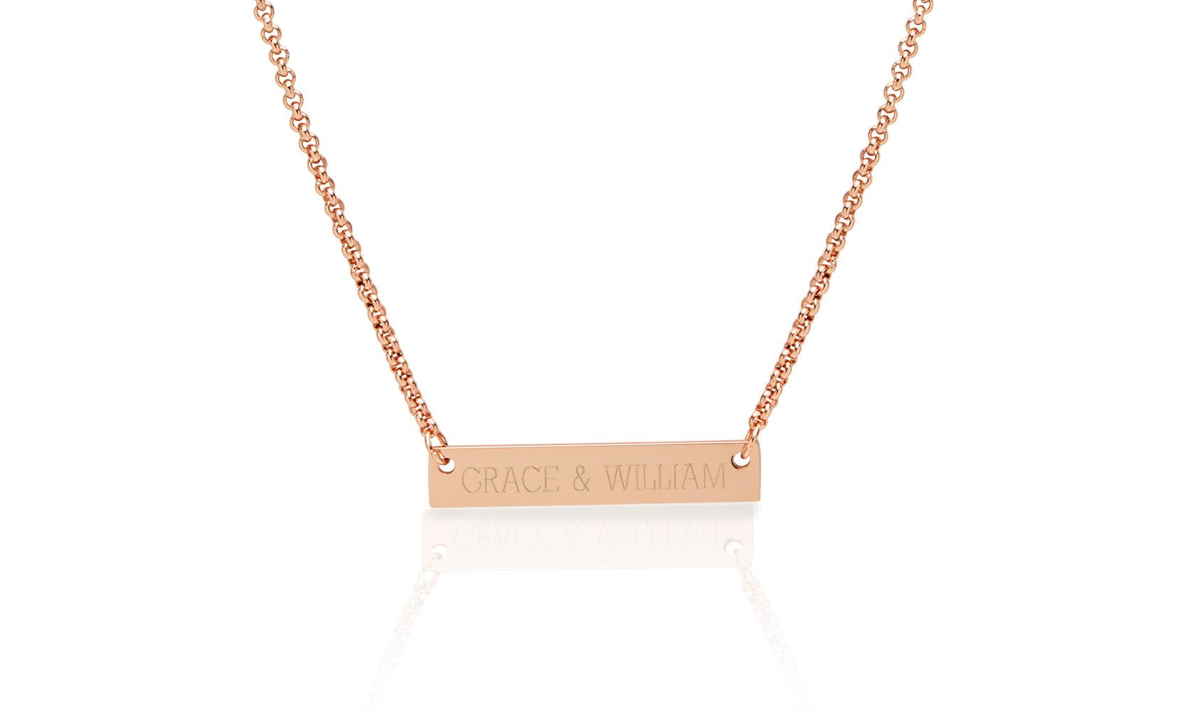 Personalised Name Plate Bar Necklace In Rose Gold