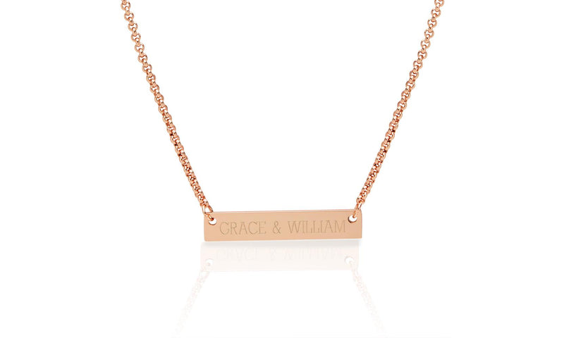Personalised Name Plate Bar Necklace In Rose Gold