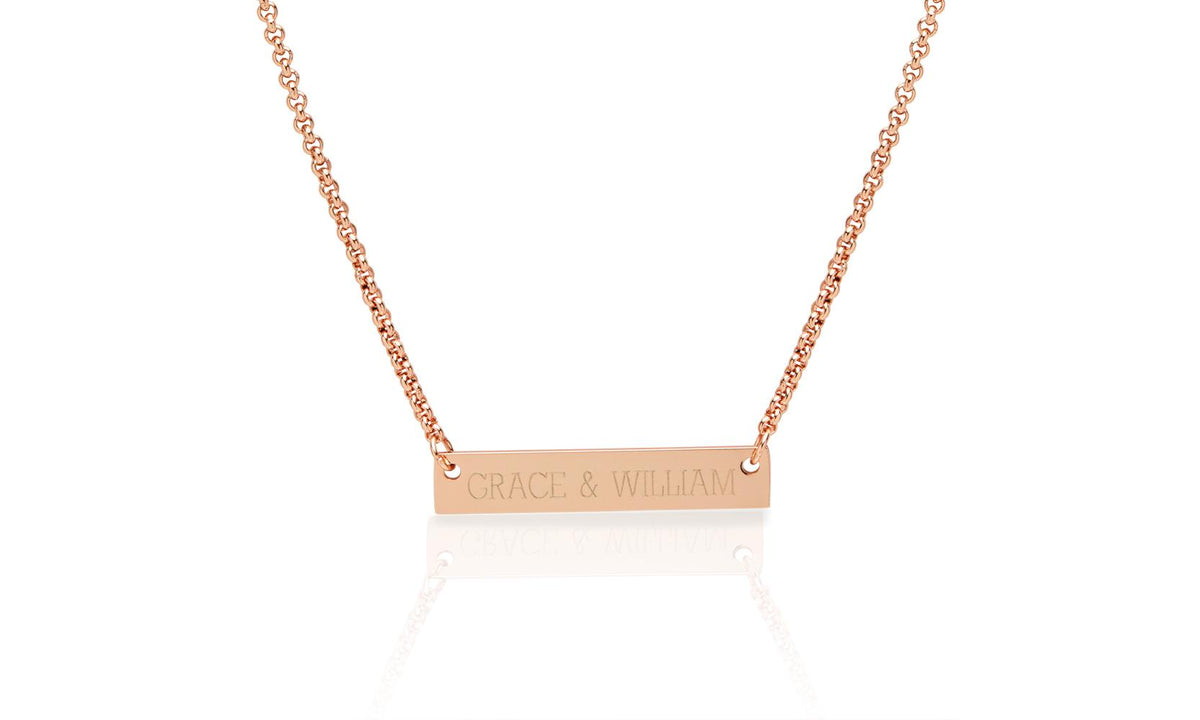 Personalised Name Plate Bar Necklace In Rose Gold
