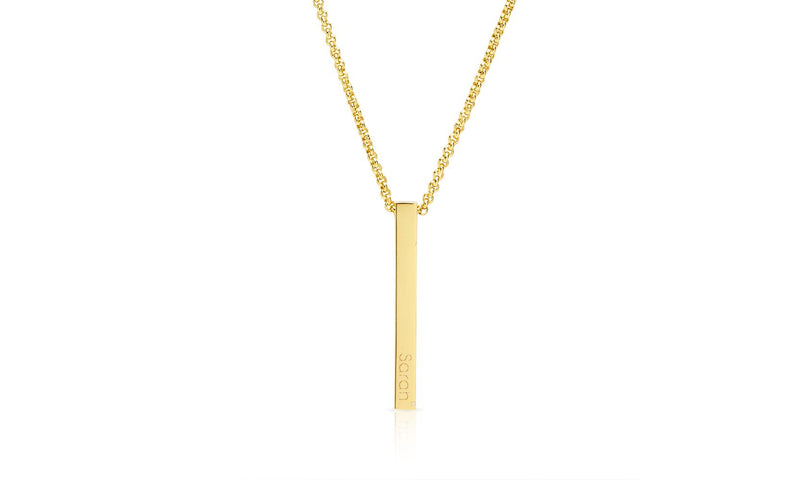 Personalised Solid Bar Pendant Necklace In Gold