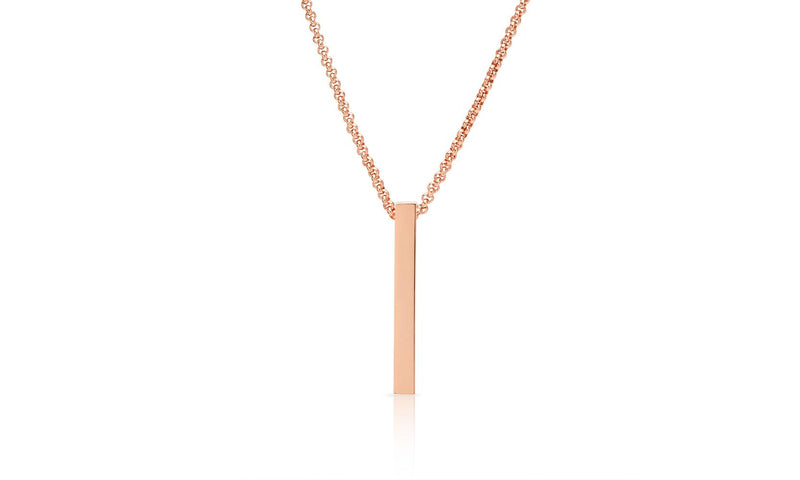 Personalised Solid Bar Pendant Necklace In Rose Gold