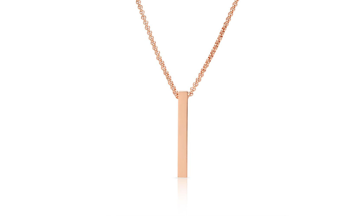 Personalised Solid Bar Pendant Necklace In Rose Gold