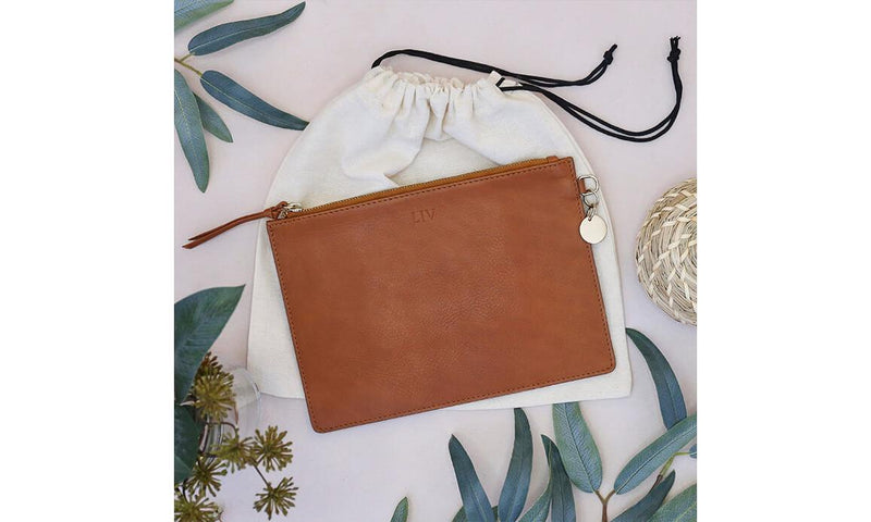 Personalised Tan Leather Pouch