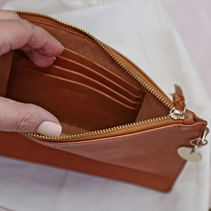 Personalised Tan Leather Pouch