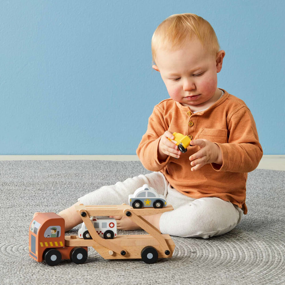 Wooden Car Carrier Truck Set