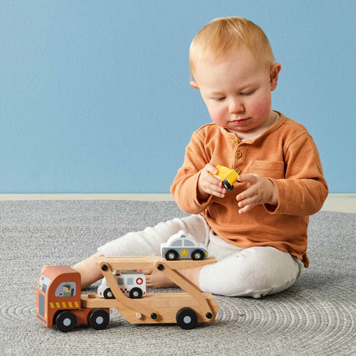 Wooden Car Carrier Truck Set